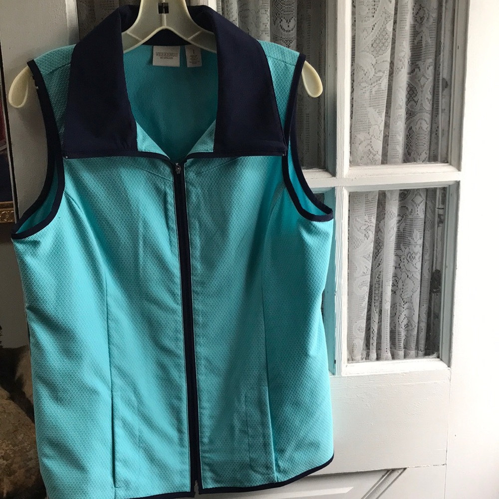 Weekends By Chicos Blue/Navy Women’s Size 1 Vest